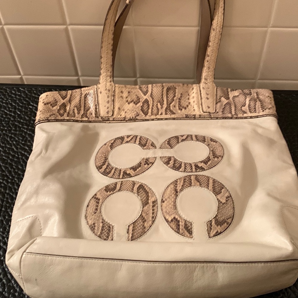 Rare Coach Leather Snakeskin Tote